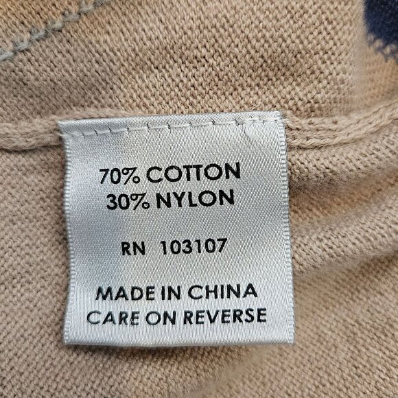 Glen Echo Mens Argyle Zip Pullover Sweater Size L Beige/Blue/White Golf Dad nerd - Picture 12 of 14